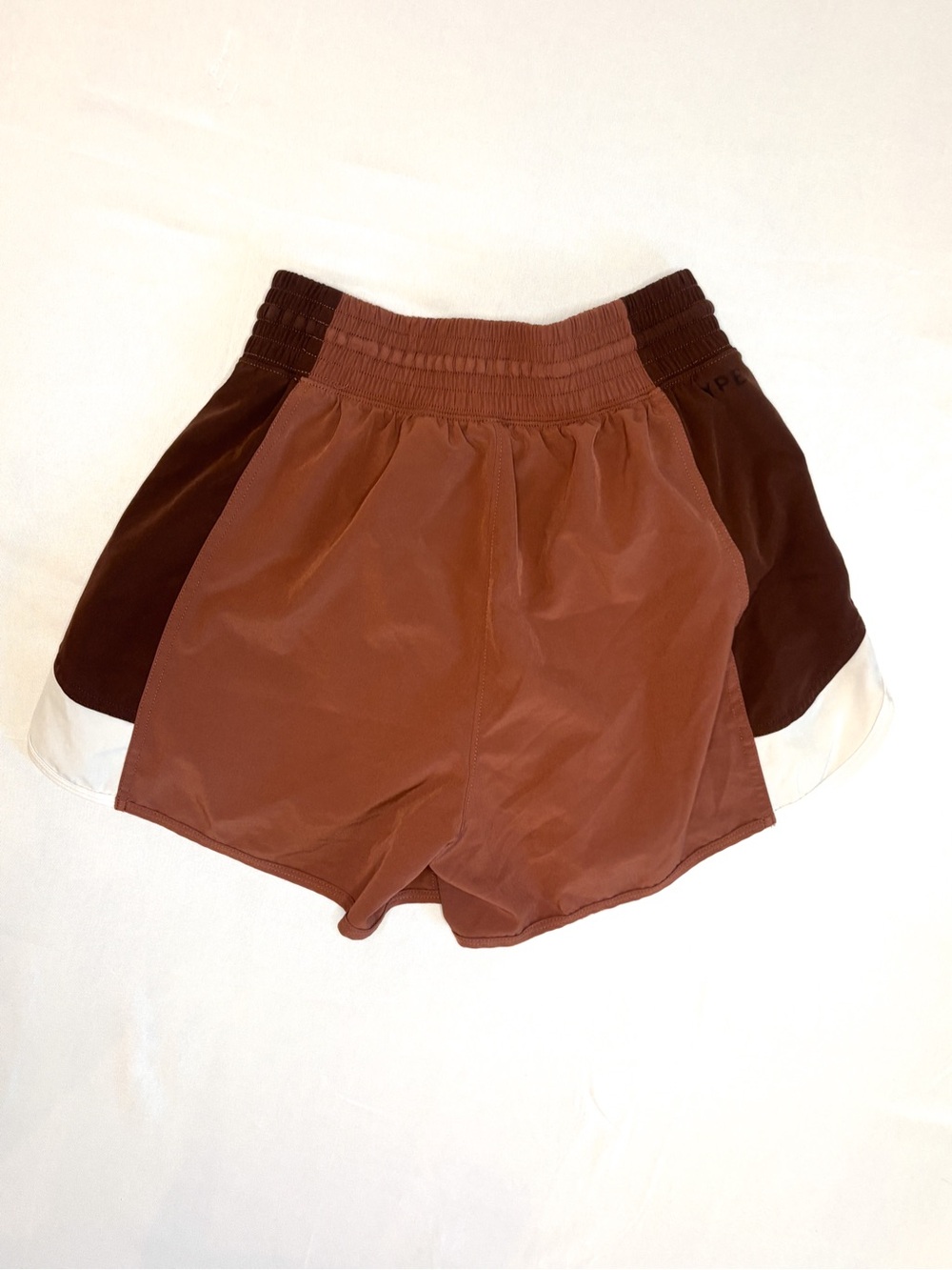 YPB Women’s Two-Tone Rose and Maroon Athletic Shorts with Contrast Panels - Picture 4 of 6
